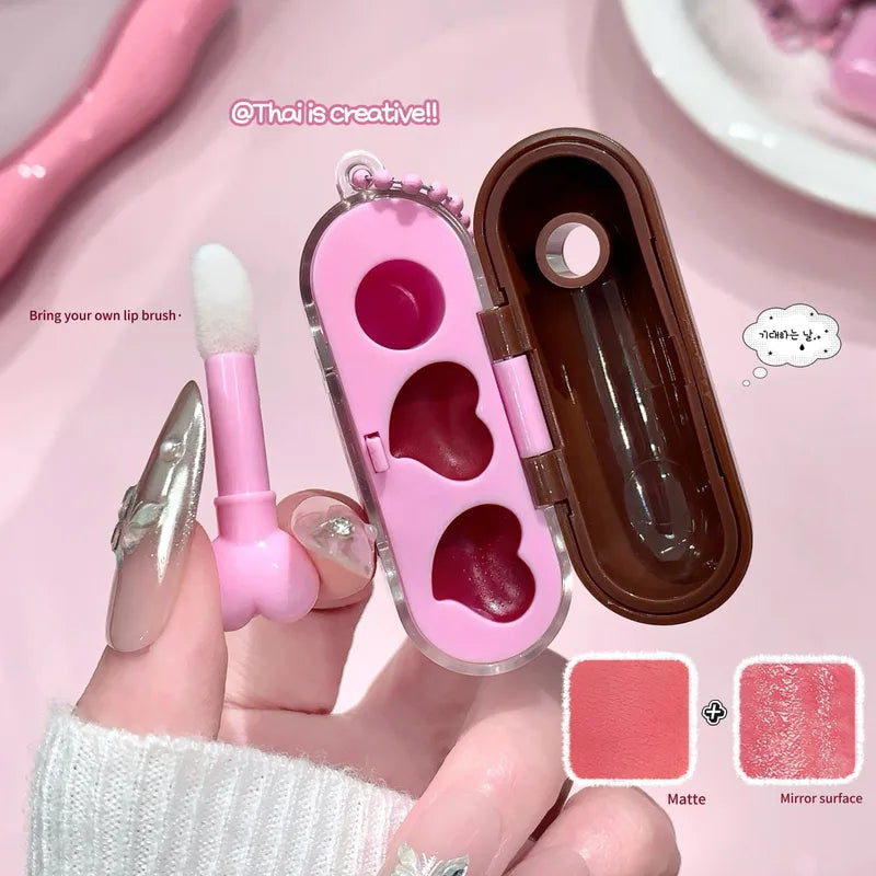 Water Gloss Velvet Matte Lip Glaze Set - Long-Lasting Mirror Finish with Lip Brush