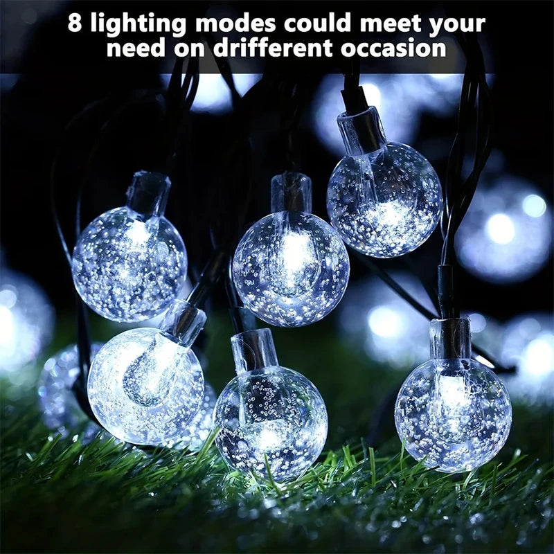 Outdoor Waterproof Solar String Lights with 8 Modes - 100LED Globe Lights