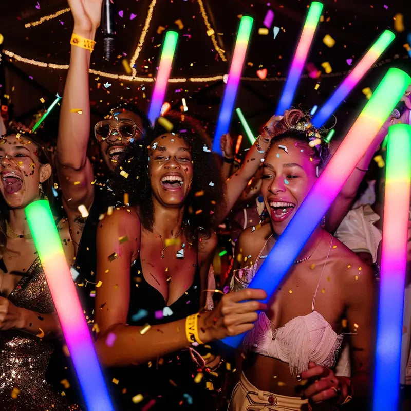 10PCS Neon Glow Stick Light Up Foam Bar for Events & Night Parties
