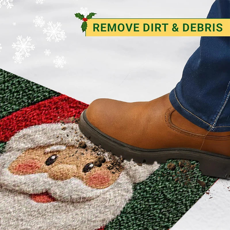 Christmas Door Mat Santa Gingerbread Outdoor Indoor Foot Rug Holiday Decor