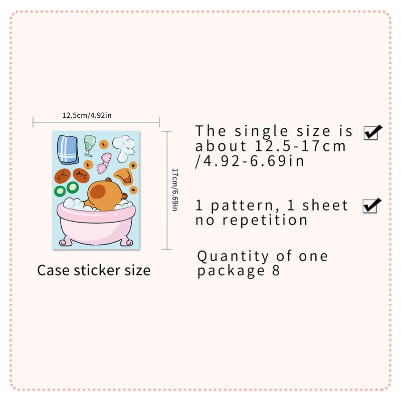 8PCS Waterproof Capybara Puzzle Stickers - Educational Child-Parent Interactive Decals