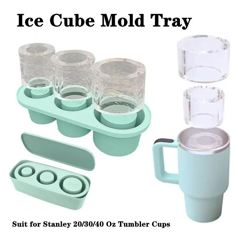 3-Grid Silicone Ice Cube Tray for Stanley 30/40 Oz Tumblers Reusable Molds