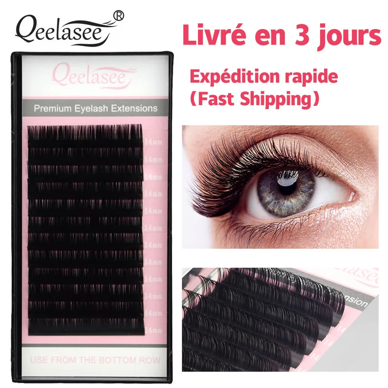 Eyelash Extension Supplies Set - Mink Individual Lashes with D,C, B, DD Curl, Various Lengths, Thin Thickness Options