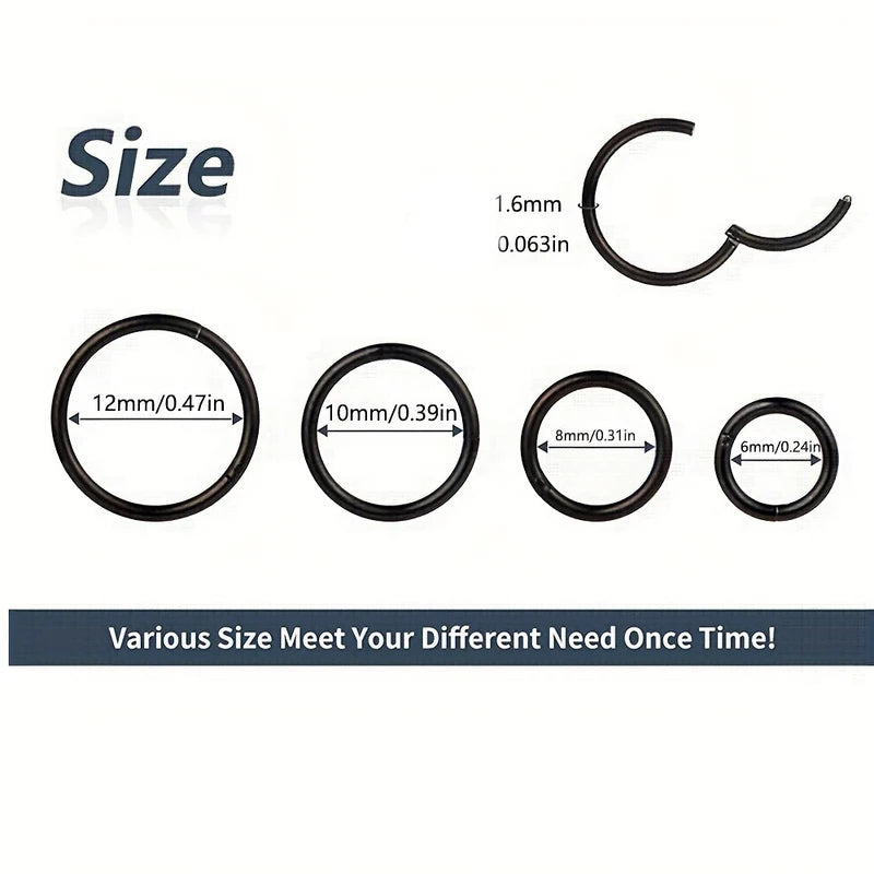 14G Stainless Steel Belly Button Ring with Clicker Hoop - Navel Piercing Jewelry