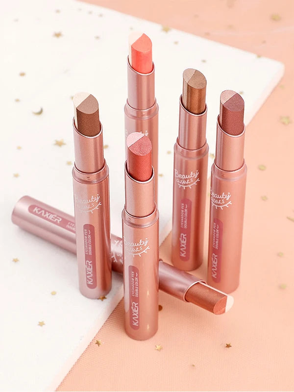 Waterproof Two-Color Eye Shadow Pen - Smudge-Resistant, Pearlescent Finish