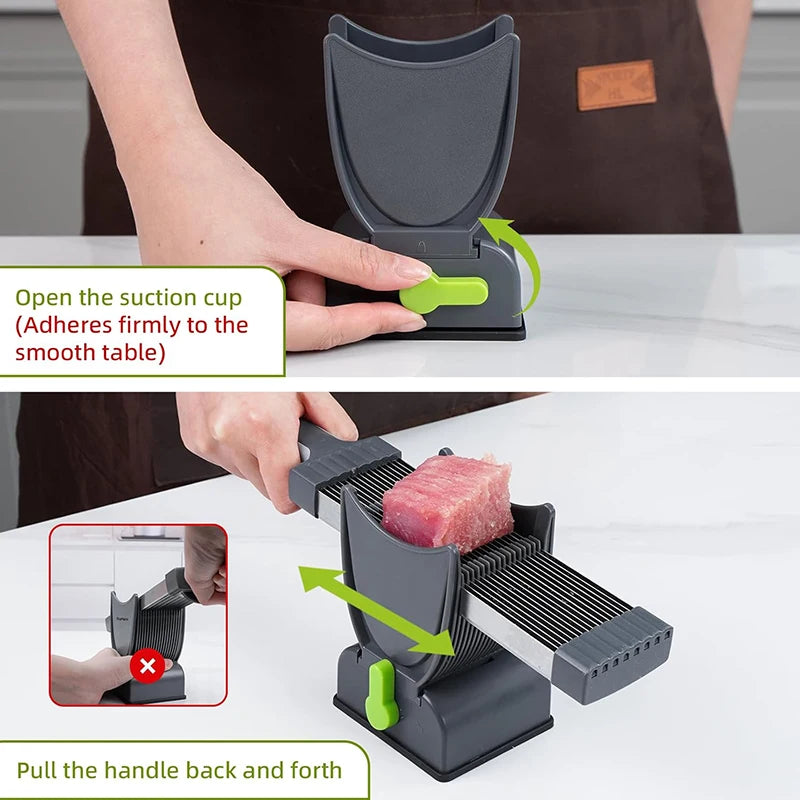 Manual Meat Slicer with Adjustable Thickness - Stainless Steel Jerky Cutter