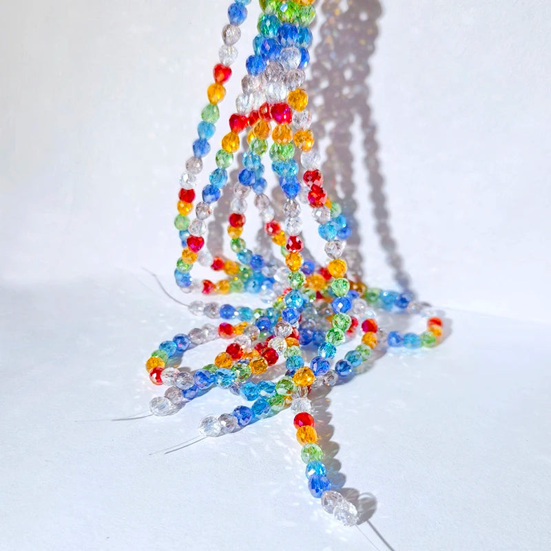 Rainbow Glass Beads for Jewelry Making - Flat & Round Beads for DIY Bracelets & Necklaces