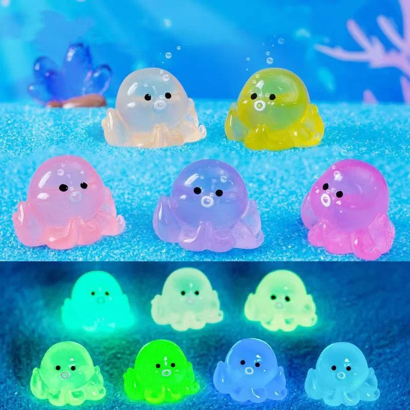 10pcs Cute 3D Luminous Octopus Marine Animal Charms for Jewelry Making DIY Accessories