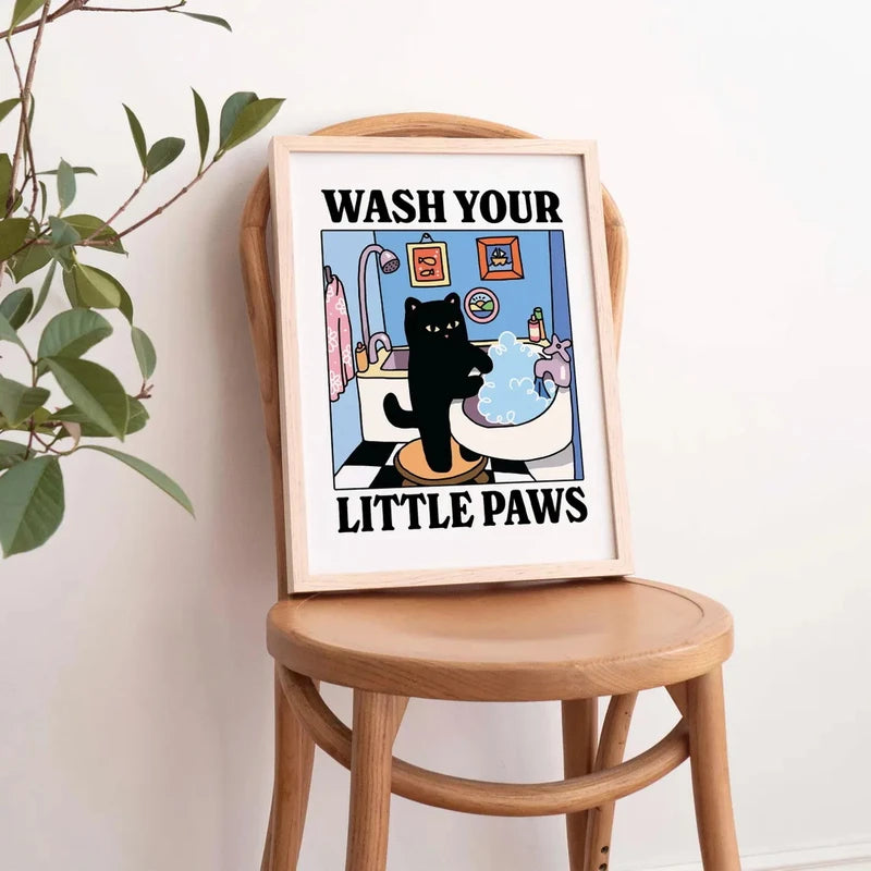 Black Cat Wall Art Canvas Print for Home Decor - Living Room Bedroom