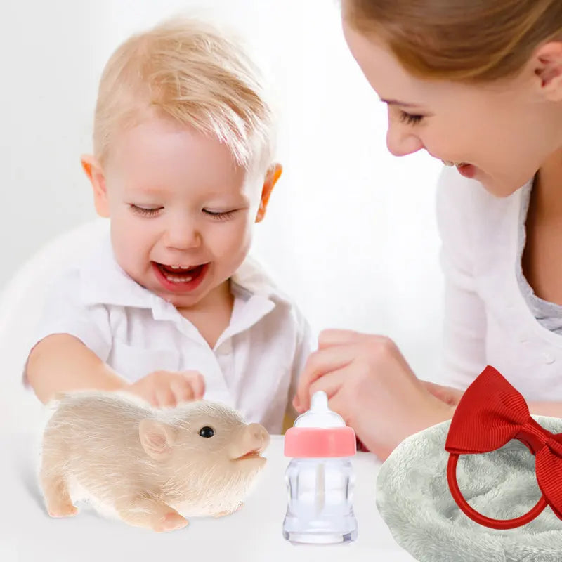Mini Silicone Pig Doll Toy - Realistic Reborn Cute Piglet with Accessories
