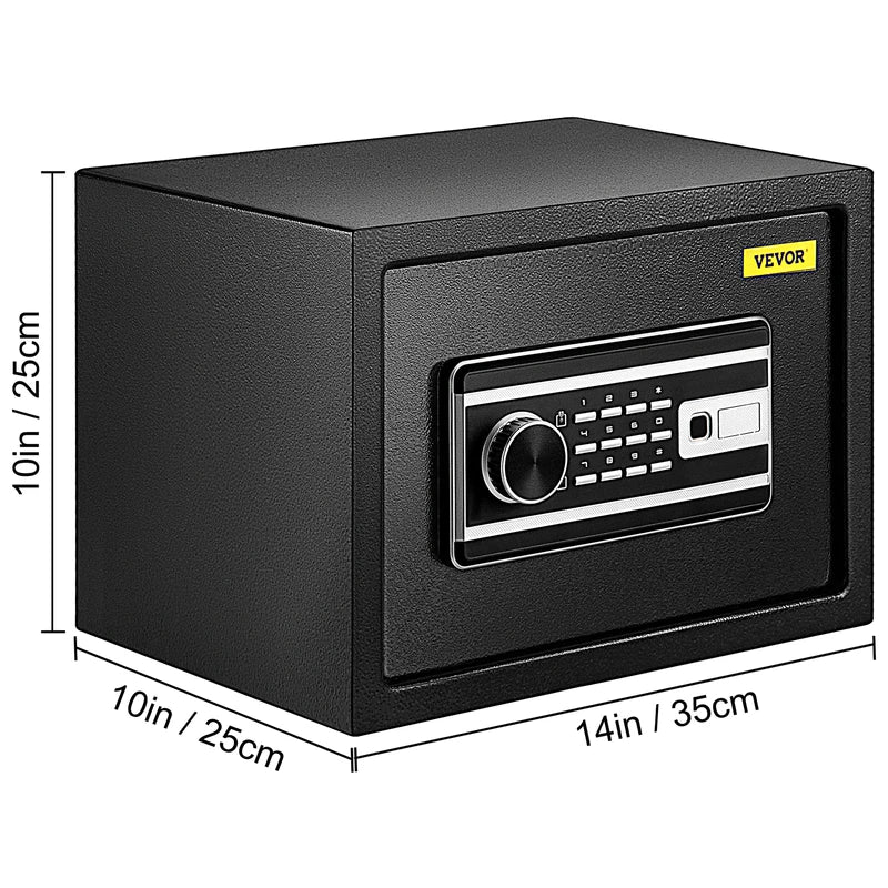 Fingerprint Safe Deposit Box 0.8/2.1 Cu Ft Wall-Mounted Security Safe