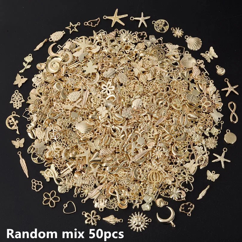 Gold Color Starfish Butterfly Metal DIY Charm Assortment for Jewelry Making