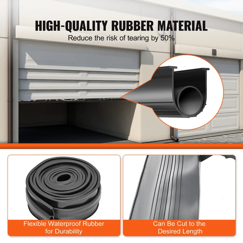 Garage Door Seal Rubber Weatherproof U-Shape Seal with O-Ring - 3m to 6m Lengths