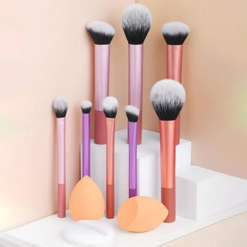 8-Piece Makeup Brush Set - Synthetic Hair Foundation Blush Eye Brushes