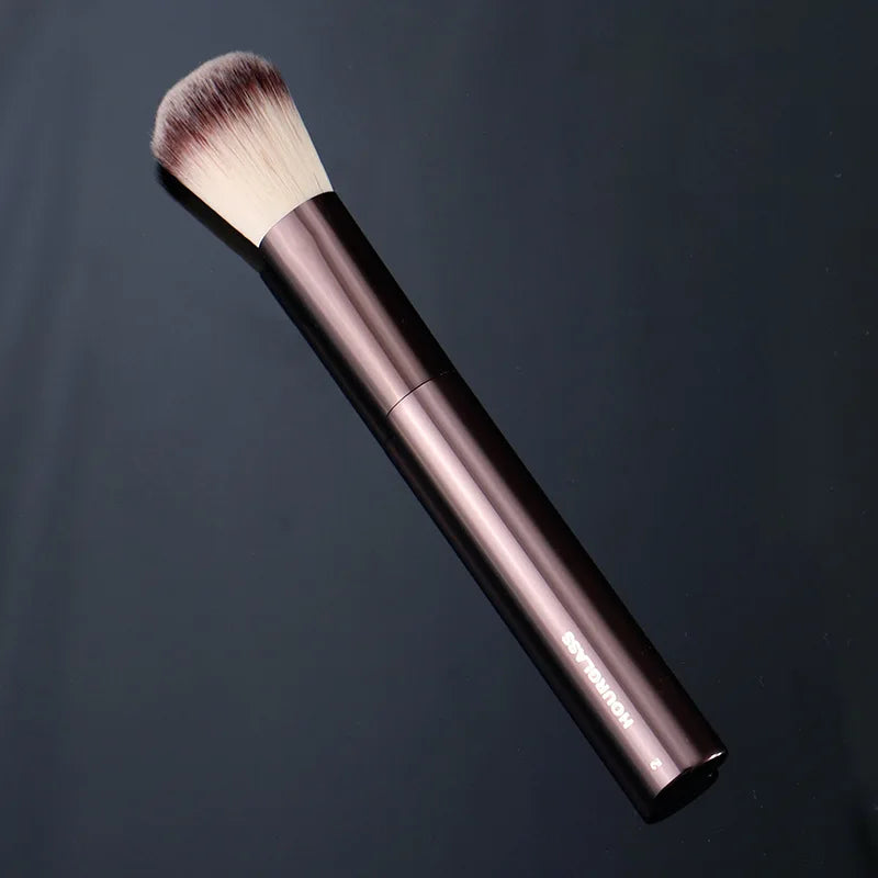 Makeup Brush Set for Powder, Contour & Blush - Professional Cosmetic Tool with Metal Handle