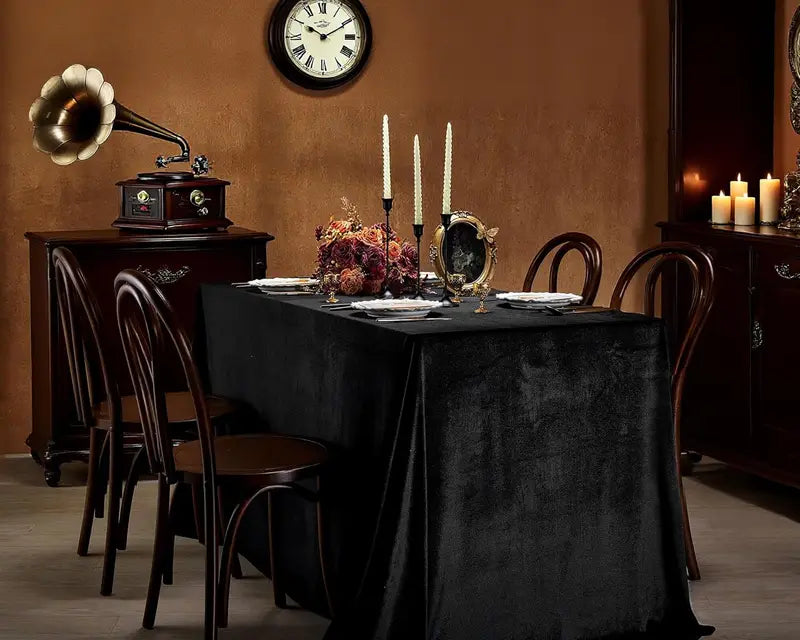 Black Velvet Tablecloth for Party Wedding & Event Decor - Solid Rectangle