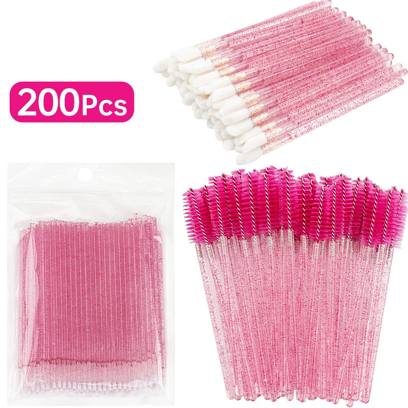Eyelash Extension Removal Micro Makeup Brush Set for Lash & Lip Makeup, 200 Pieces