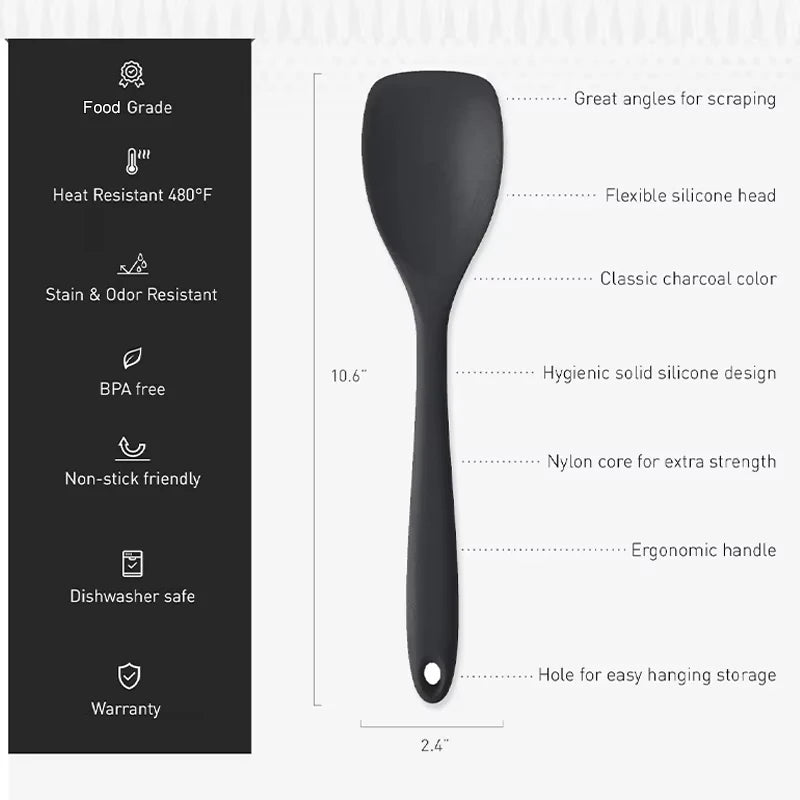 Food Grade Silicone Cooking Spoon & Spatula Set Heat Resistant Nonstick Kitchen Utensils