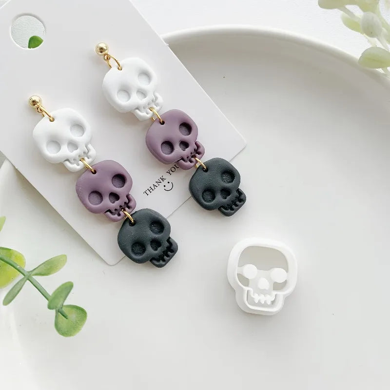 Halloween Skull Polymer Clay Cutter Mold for Beaded Jewelry & Earrings