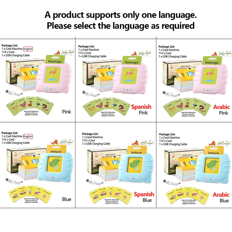 Educational Talking Flash Card Learning Toy for Kids Ages 2-6 – Portable Electronic Language Machine