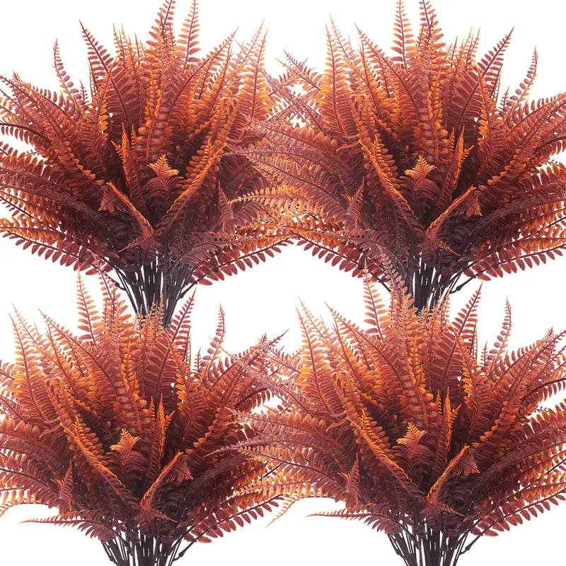 4pcs Artificial Bushes Plants Boston Ferns UV Resistant for Garden & Outdoor Decor