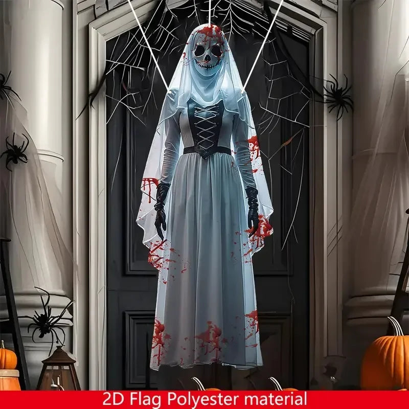 Halloween Horror Skull Bride Background Cloth Indoor Outdoor Haunted House Decor
