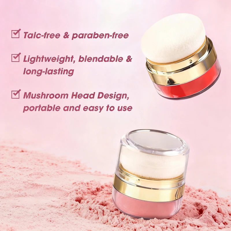 11-Color Blush Powder Puff Set with Mirror - Vegan Makeup Sponge & Foundation