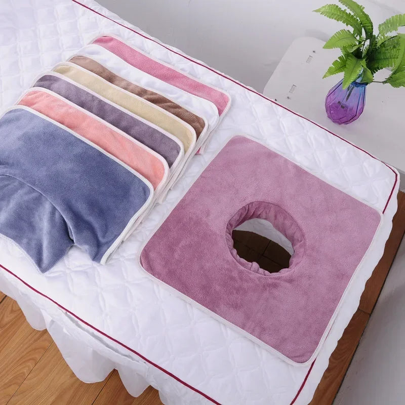 Velvet Face Towel with Face Hole for Spa Massage Bed 35x35cm - Thickened