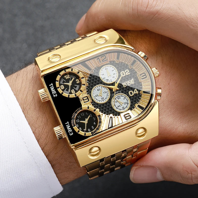 Men's Luxury Gold Quartz Watch with Stainless Steel Band - Casual Business Style