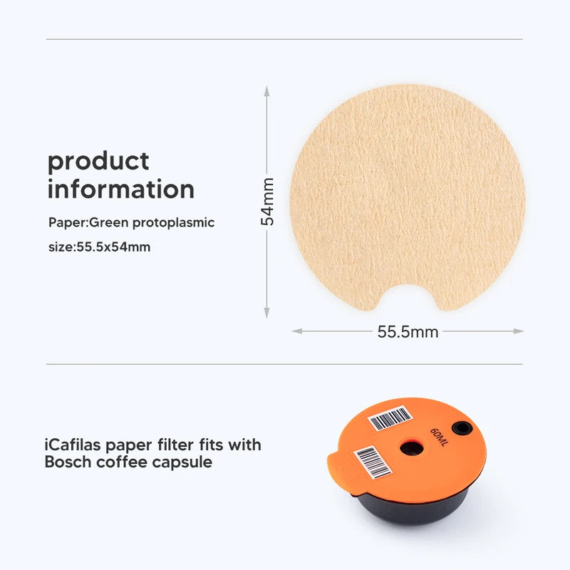 Reusable Coffee Capsule Paper Filter for Bosch Tassimo Machines - Disposable & Eco-Friendly