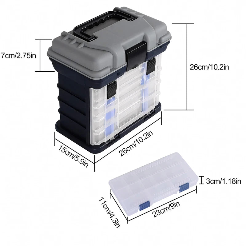 Fishing Tackle Box Kit with Pliers and Lures - Portable Multi-Compartment Organizer