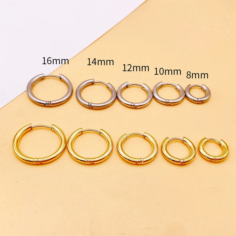 Unisex Punk Hoop Earrings Stainless Steel Round Circle Ear Jewelry