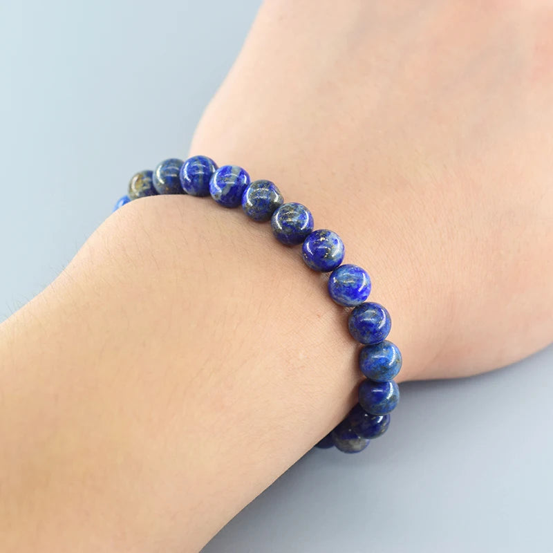 Natural Lapis Lazuli Beads Bracelet for Men & Women Energy Healing Jewelry Gift