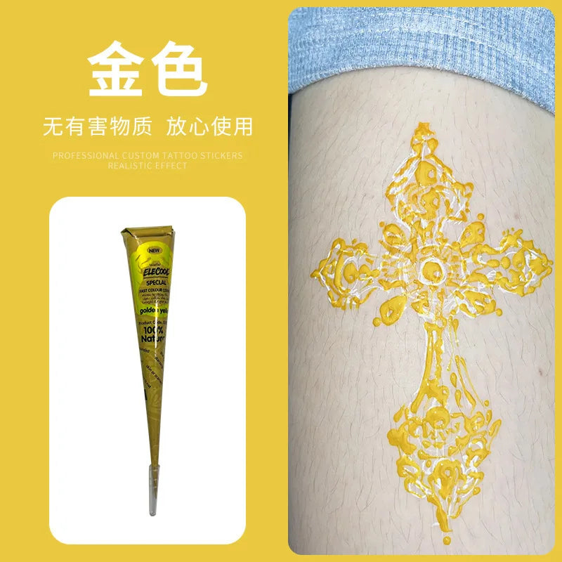 Dark Red Henna Tattoo Paste - 25g Body Art Cones for Temporary Body Paint