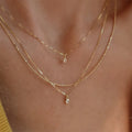 Boho Gold Multilevel Geometric Chain Necklace with Crystal Pendant for Women