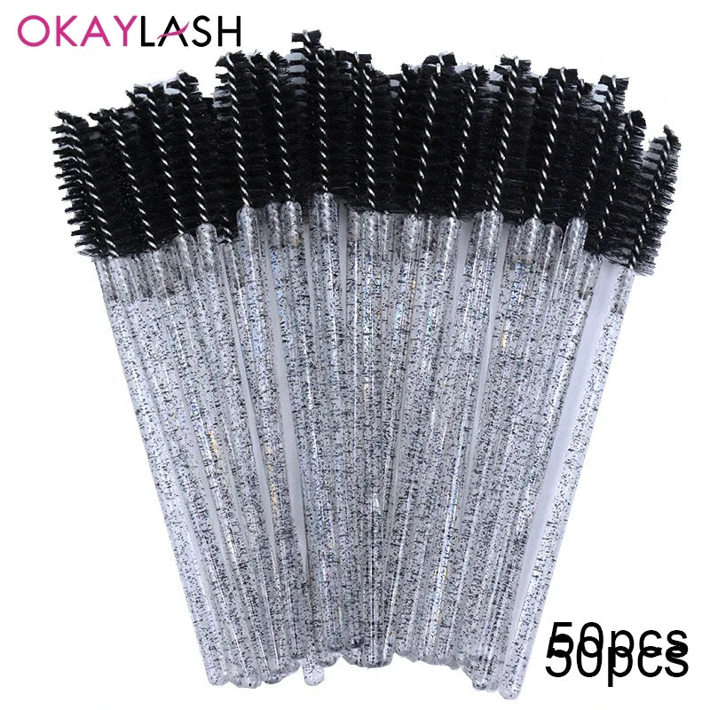 Disposable Eyelash Brushes Spoolies Micro Lash Mascara Wands 100pcs - Various Colors