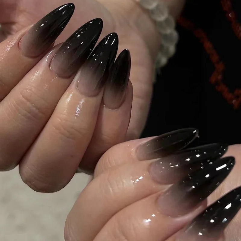 Halloween Fake Nail Set with Ghost Pumpkin Design - Almond Shape Press-On Nails