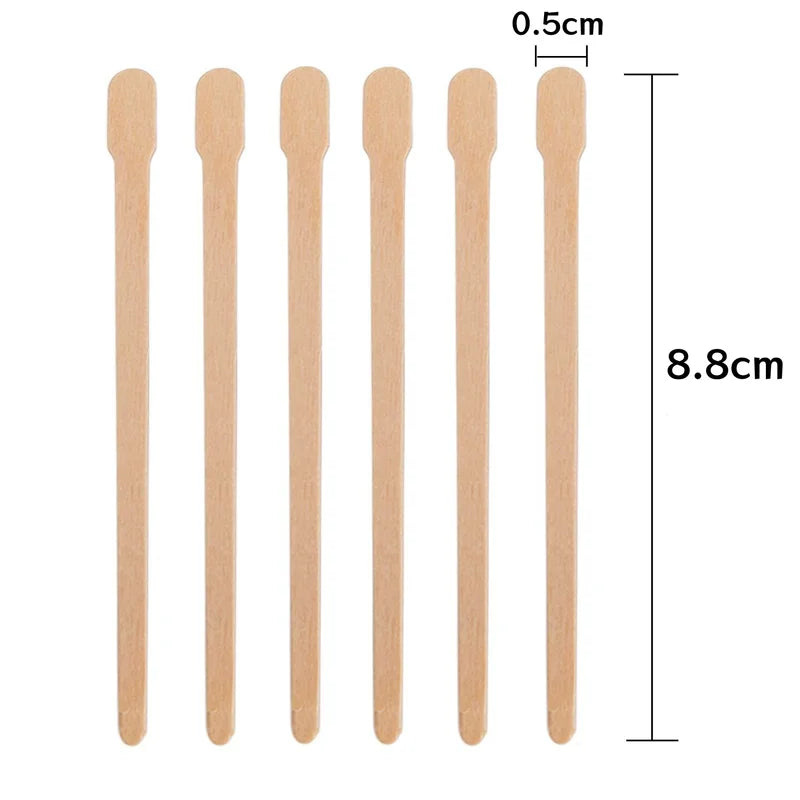 100pcs Wax Applicators Spatulas for Hair Removal Face & Body - Disposable Wooden Sticks