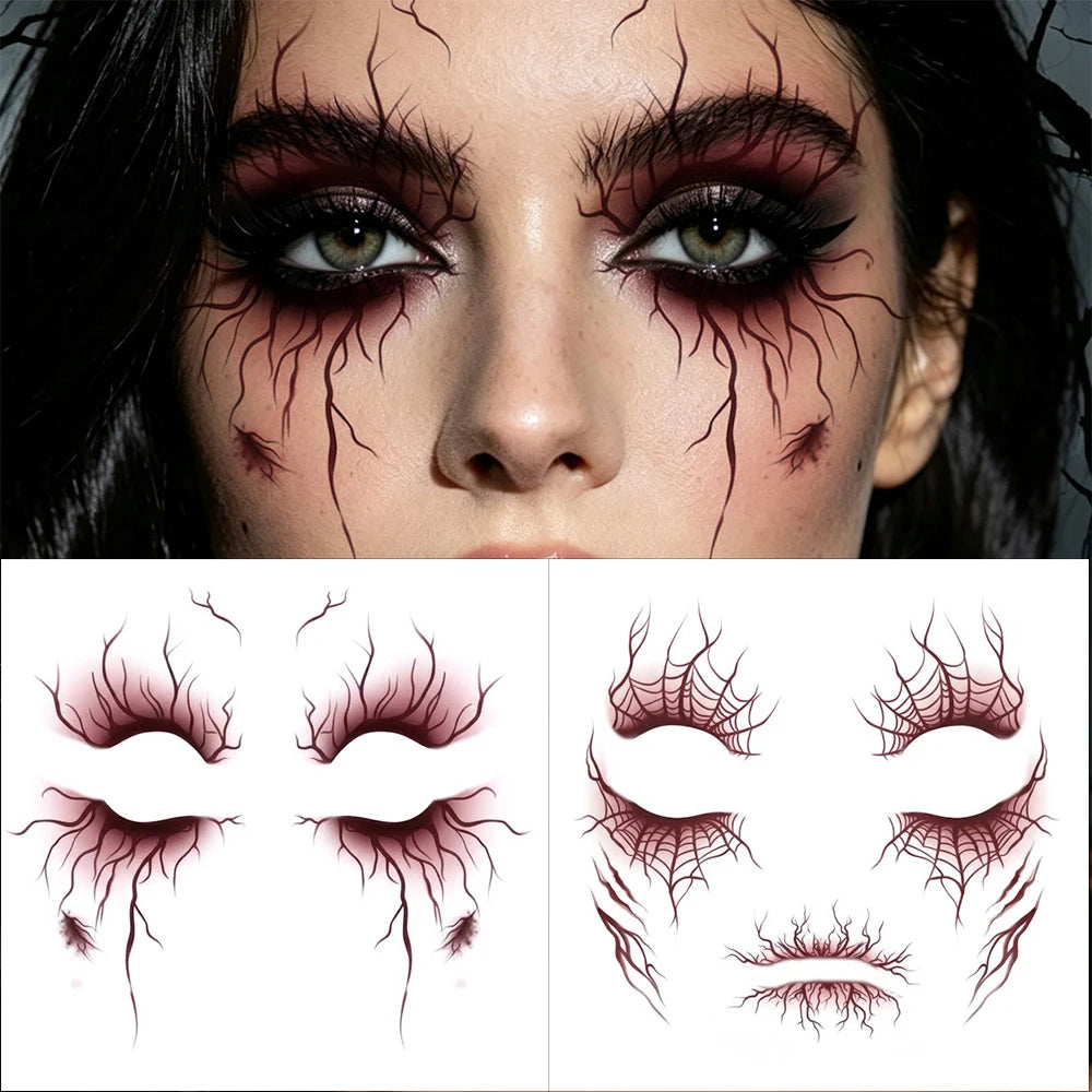 2pcs Vein Design Fake Tattoo Stickers Waterproof Body Art for Halloween