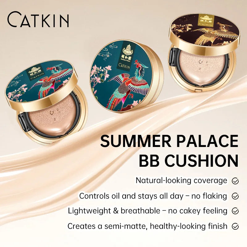 Catkin Full Coverage Cushion Foundation with Refill - Sheer Satin Finish, Light Beige