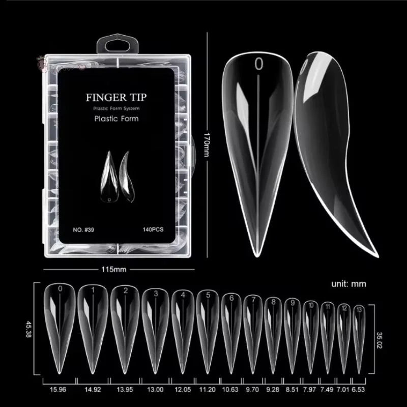 140pcs Nail Tips Set - Short Curved Stiletto Full Cover Acrylic Nails for Extension