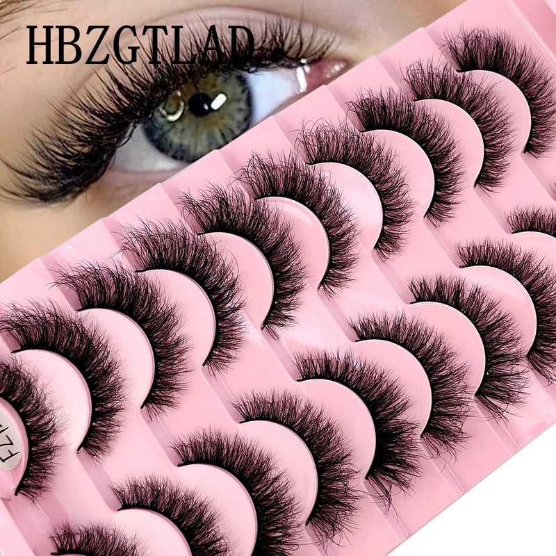 False Eyelashes 10 Pairs Natural-Looking 3D Curly Mink-Style Makeup Lashes