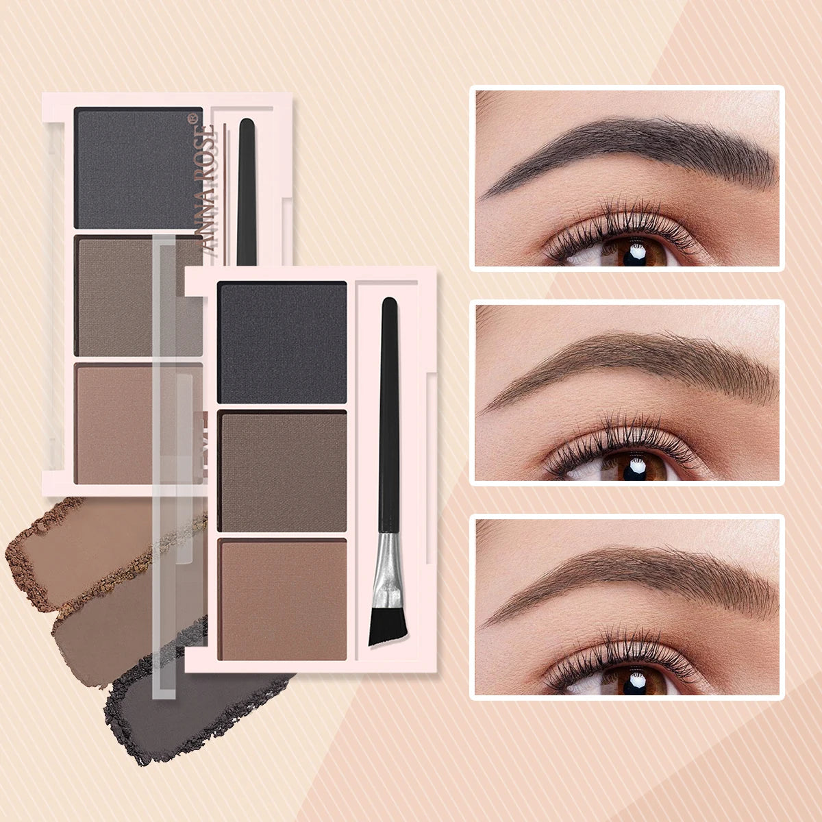 Waterproof Long-Lasting Eyebrow Powder Palette - Natural, Sweat-Proof, 3-Color Options