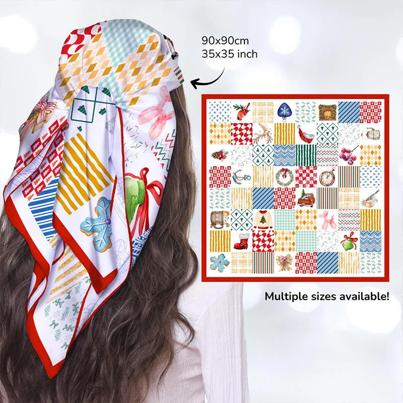 Custom Silk Scarf with Printed Design for Women - Versatile Headband & Shawl Accessory