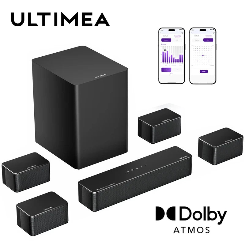 7.1ch Dolby Atmos Soundbar with Wireless Subwoofer and Surround Speakers - Home Theater System