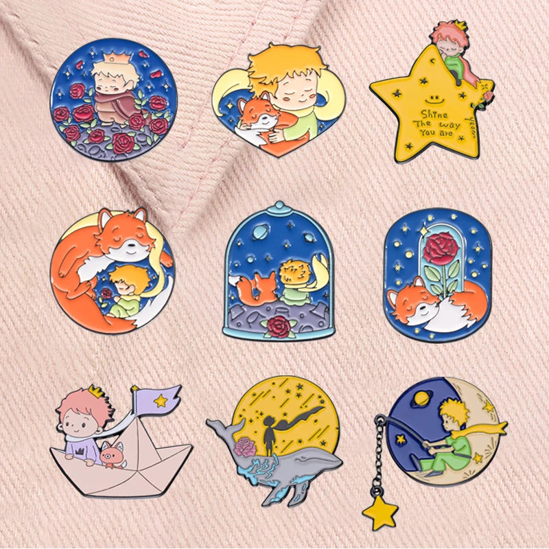 Anime Character Enamel Pins Set - Fantasy Pink Dog Cat Brooches Jewelry Gift