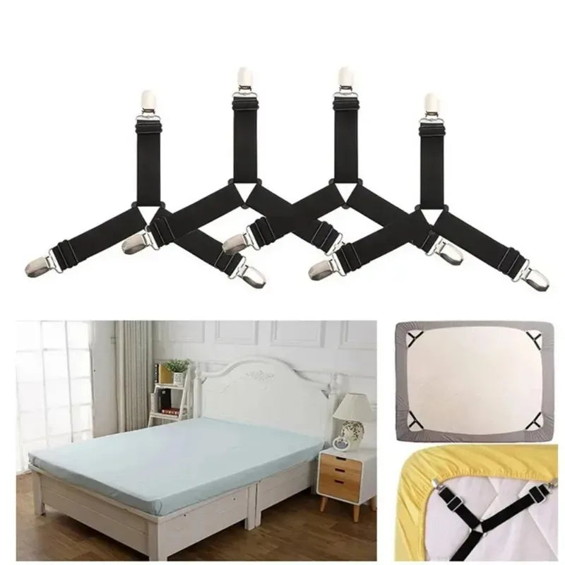 4Pcs Triangular Adjustable Bed Sheet and Quilt Holder Clips - Metal Fasteners for Upholstery and Tent