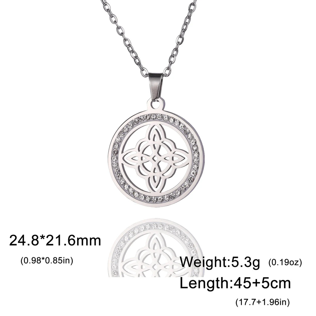 Ladies' Celtic Witch Knot Pendant Necklace Stainless Steel Talisman Jewelry