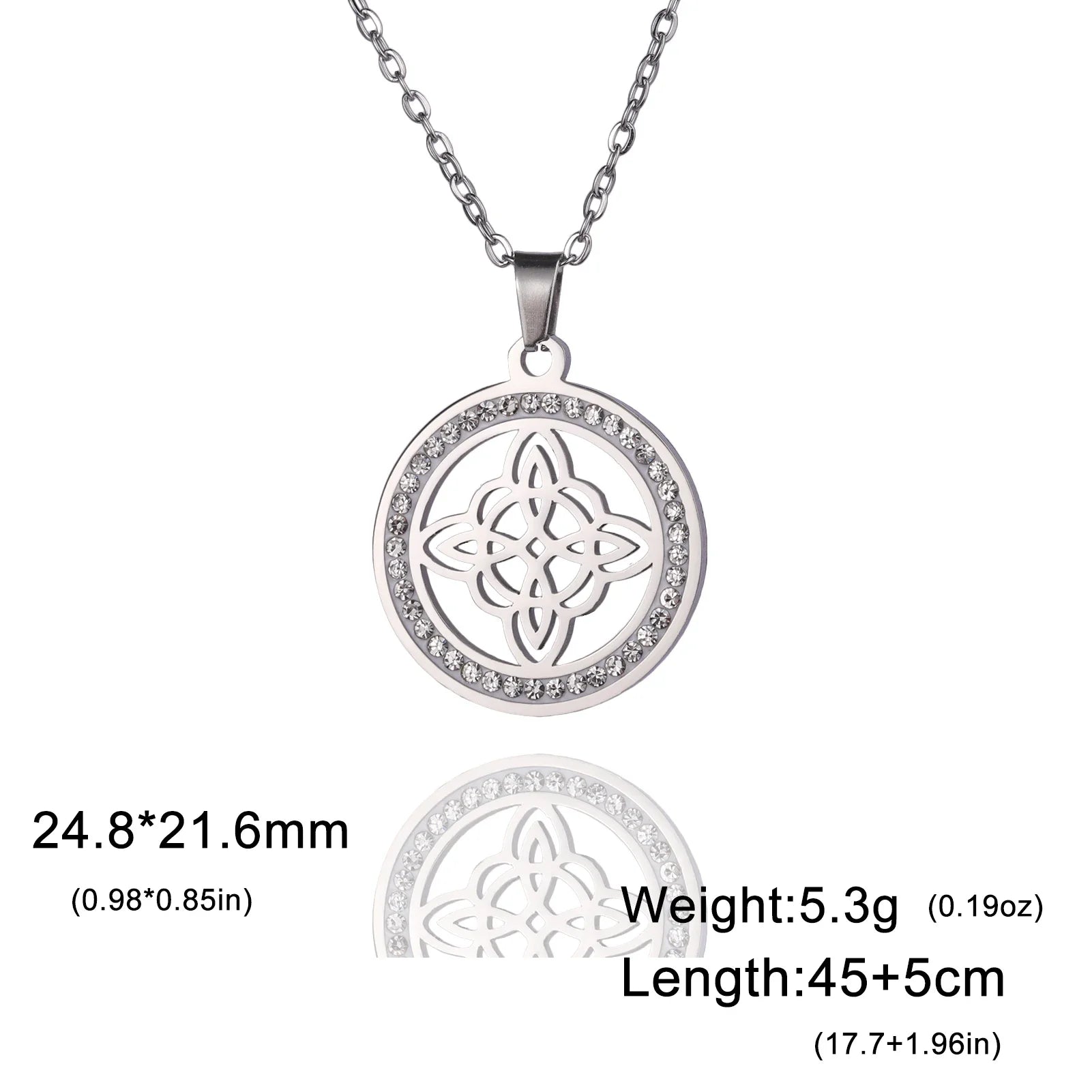 Ladies' Celtic Witch Knot Pendant Necklace Stainless Steel Talisman Jewelry