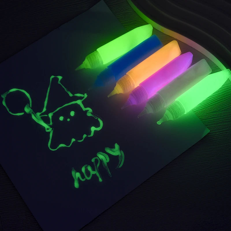 6ml Fluorescent Pigment Paint for Epoxy Resin & Acrylic DIY Crafts - Glow in Dark Colors